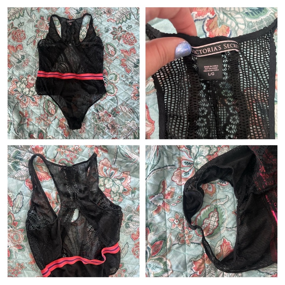 VS lace/ mesh black bodysuit size L